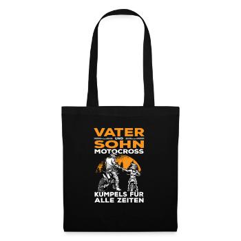 Motocross Vater Sohn Partnerlook Vatertag - Stoffbeutel - Schwarz - Vorne