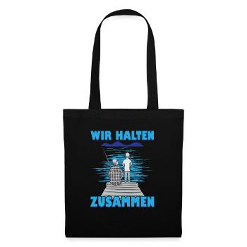 Angeln Vater Sohn Partnerlook - Stoffbeutel - Schwarz - Vorne