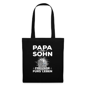 Angeln Vater Sohn Partnerlook - Stoffbeutel - Schwarz - Vorne