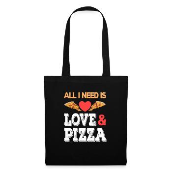 All I need is Love and Pizza Junk Food Fastfood - Stoffbeutel - Schwarz - Vorne