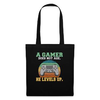 A gamer does not age he levels up lustiges Gaming - Stoffbeutel - Schwarz - Vorne