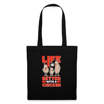 La vie est meilleure avec un Poulet Hühner - Sac en tissu - noir - Devant