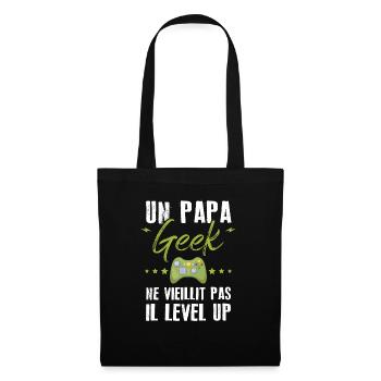 Un papa geek ne vieillit pas il level up - Sac en tissu - noir - Devant