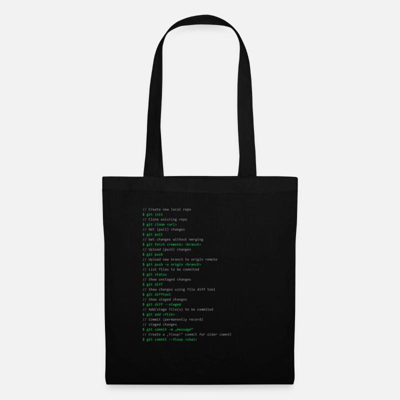 Git commands - Stoffbeutel - Schwarz