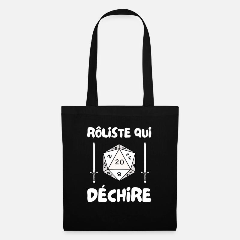 rôliste qui déchire - dé de 20 et épée - Sac en tissu - noir
