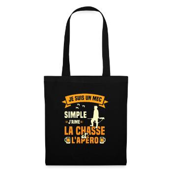 Je suis un mec simple j'aime la chasse et l'apéro - Sac en tissu - noir - Devant