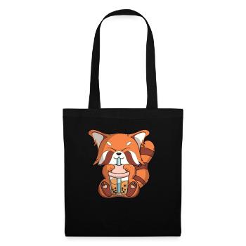 cute kawaii red panda boba tea bubble tea fun - Tote Bag - black - Front