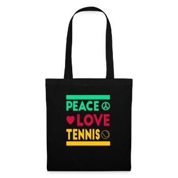 Peace, Love, Tennis - Stoffbeutel - Schwarz - Vorne