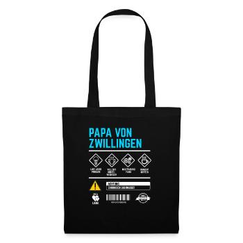 Papa von Zwillingen Gebrauchsanweisung Zwillinge - Stoffbeutel - Schwarz - Vorne