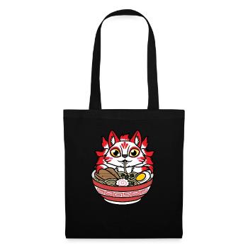 Kitsune Isst Ramen-nudeln Anime - Stoffbeutel - Schwarz - Vorne