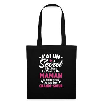 J'ai un secret je vais être grande sœur cadeau - Sac en tissu - noir - Devant