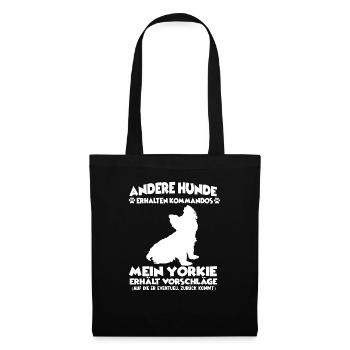 Motif de dressage de chien Yorkshire Terrier Propriétaire de chien - Sac en tissu - noir - Devant