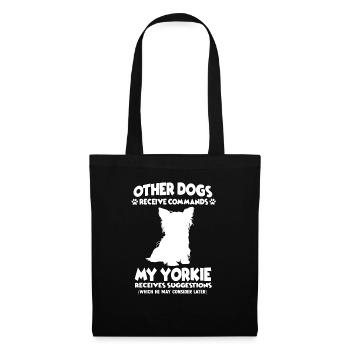 Motif de dressage de chien Yorkshire Terrier propriétaire de chien - Sac en tissu - noir - Devant