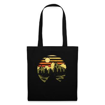 Wandern Hiker Outdoor Camping Natur Wald Retro - Stoffbeutel - Schwarz - Vorne