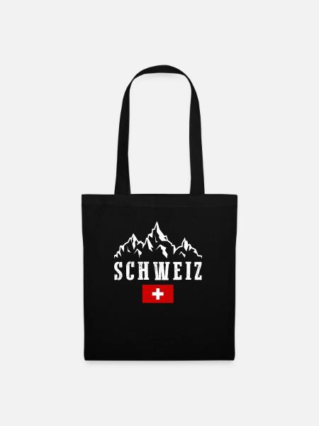 Suisse Schweiz Flagge Kreuz Schweizer - Stoffbeutel - Schwarz