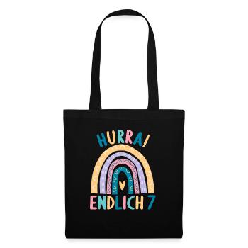 7 Jahre Rainbow Regenbogen 7. Geburtstag - Stoffbeutel - Schwarz - Vorne