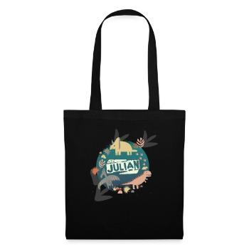 JULIAN - Beau nom de garçon avec de mignons dinosaures - Sac en tissu - noir - Devant