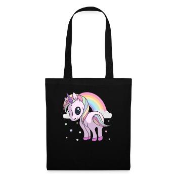 Pastell Goth gruseliges Einhorn Yami Kawaii süßer Spaß - Stoffbeutel - Schwarz - Vorne