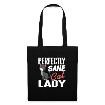 Perfectly Sane Cat Lady Funny Cat Lover T-Shirt - Stoffbeutel - Schwarz - Vorne