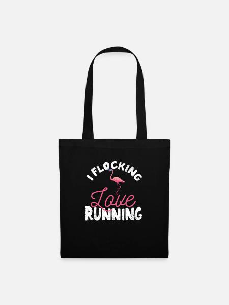 I Flocking Love Running Flamingo Lustige Jogging - Stoffbeutel - Schwarz