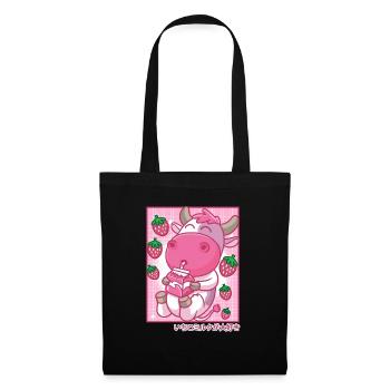 Kawaii Cow Strawberry Milk Anime Japan - Tote Bag - black - Front