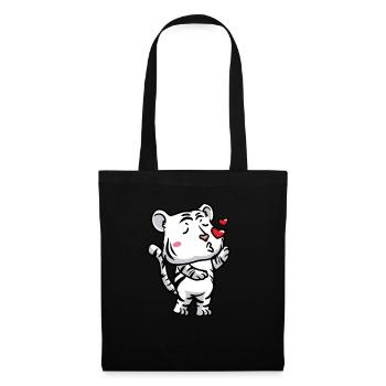 White Tiger Emoticon Bengal Tiger - Tote Bag - black - Front