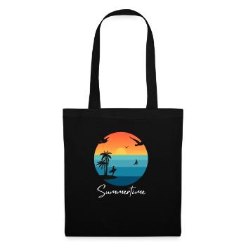 Summertime Sommer Shirt Damen Herren - Stoffbeutel - Schwarz - Vorne