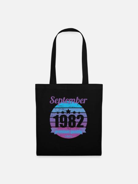 Geboren September 1982 40 Jahre 40er 40.Geburtstag - Stoffbeutel - Schwarz