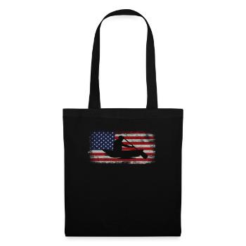 Canoe Canoeing Usa American Flag - Tote Bag - black - Front