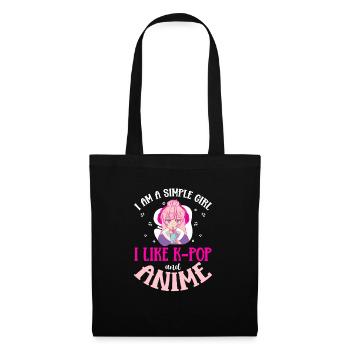 I Am A Simple Girl I Like K-Pop And Anime - Stoffbeutel - Schwarz - Vorne