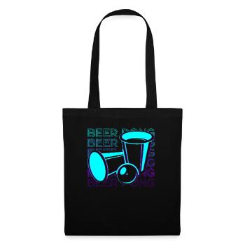 Bier Pong Retro Geschenk - Stoffbeutel - Schwarz - Vorne