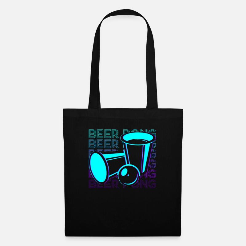 Bier Pong Retro Geschenk - Stoffbeutel - Schwarz