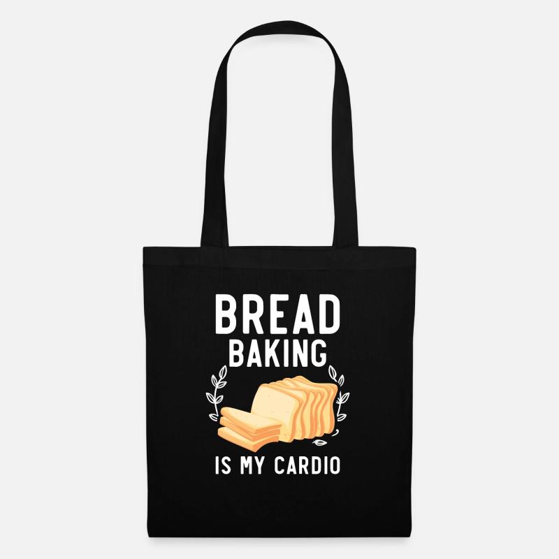 Brotbacken ist mein Cardio Baker Bake Bakery Brot - Stoffbeutel - Schwarz