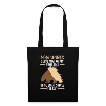 Porcupine Lover Rodent Pet Spine Wildlife Animal - Tote Bag - black - Front