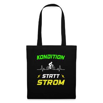 Kondition statt Strom Vintage Radfahrer - Stoffbeutel - Schwarz - Vorne
