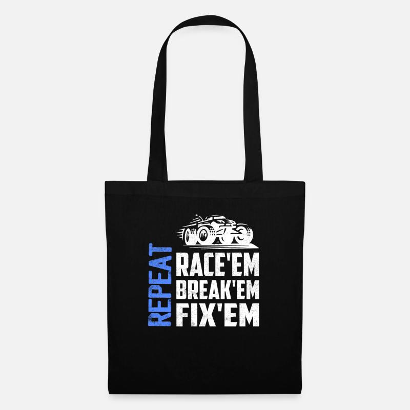 Race'em Break'em Fix'em Repeat Model Car Remote C - Stoffbeutel - Schwarz