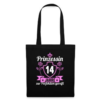 14. Geburtstag 14 Jahre Perfektion Prinzessin - Stoffbeutel - Schwarz - Vorne