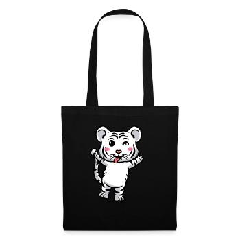 White Tiger Emoticon Bengal Tiger - Tote Bag - black - Front