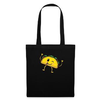Taco Emoticon Mexikanisches Essen - Stoffbeutel - Schwarz - Vorne