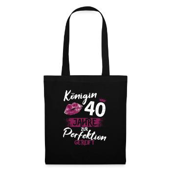 40. Geburtstag 40 Jahre Perfektion Königin - Stoffbeutel - Schwarz - Vorne