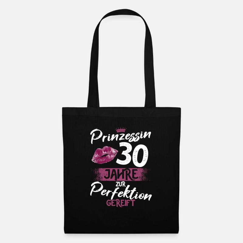 30. Geburtstag 30 Jahre Perfektion Prinzessin - Stoffbeutel - Schwarz