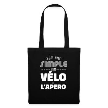 Je Suis Un Mec Simple J'aime Le Vélo Et L'apéro, - Sac en tissu - noir - Devant