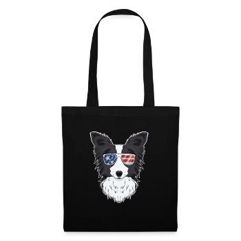 Border Collie USA Lunettes de soleil I Drapeau américain - Sac en tissu - noir - Devant