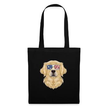Golden Retriever USA Sunglasses American Flag - Tote Bag - black - Front