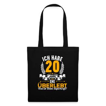 Ich habe 20 Jahre Ehe überlebt 20.Hochzeitstag - Stoffbeutel - Schwarz - Vorne