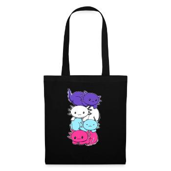 Mehrgeschlechtliche Flagge Axolotl Haufen Kawaii - Stoffbeutel - Schwarz - Vorne