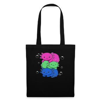 Polysexuelle Flagge Axolotl Haufen Kawaii - Stoffbeutel - Schwarz - Vorne