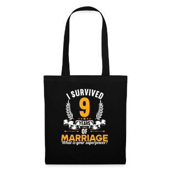 J’ai survécu à 9 ans de mariage 9ème anniversaire de mariage - Sac en tissu - noir - Devant