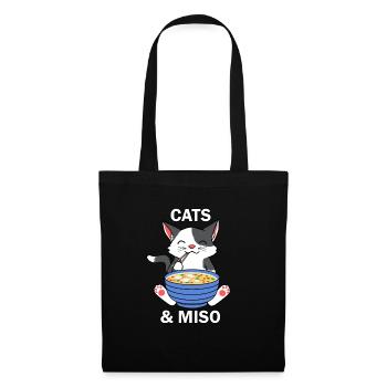 Chats japonais et soupe miso Ramen Kitty - Sac en tissu - noir - Devant