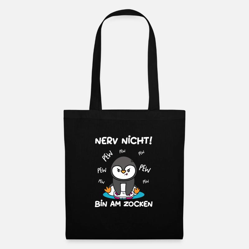 Bin am Zocken Gaming Pinguin - Stoffbeutel - Schwarz